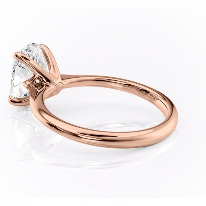 Inel de logodnă Zirena din aur Rose 14kt cu moissanite tăietură ovală – Solitar rafinată pentru profil jos | Personalizează și configurează gratuit online [5]