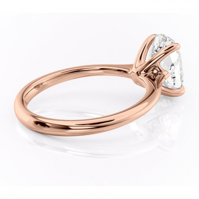 Inel de logodnă Zirena din aur Rose 14kt cu moissanite tăietură ovală – Solitar rafinată pentru profil jos | Personalizează și configurează gratuit online [3]