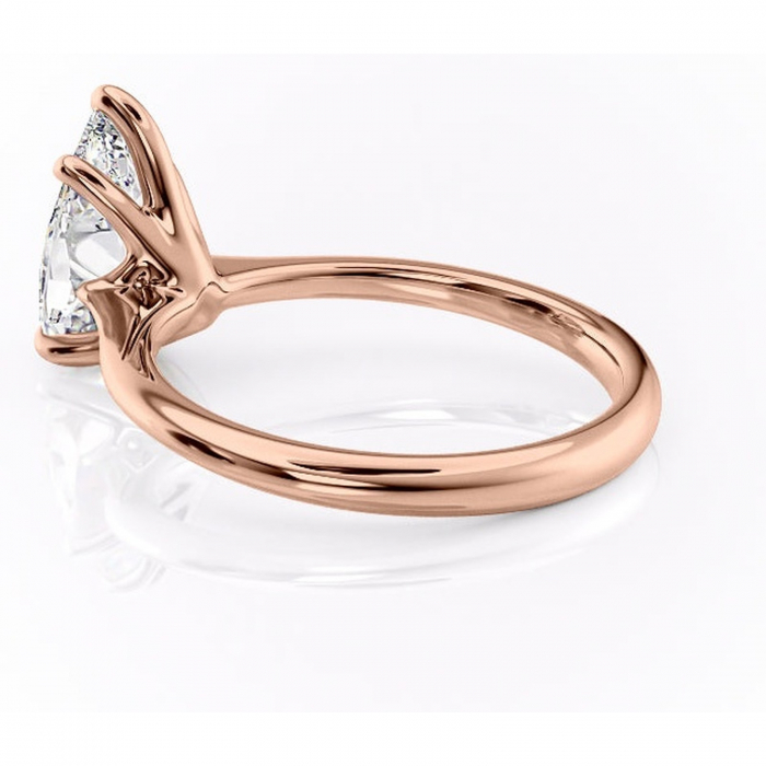 Inel de logodnă Zirena din aur Rose 14kt cu moissanite tăietură pară – Solitar rafinată pentru profil jos | Personalizează și configurează gratuit online [5]