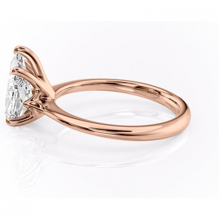 Inel de logodnă Zirena din aur Rose 14kt cu moissanite tăietură pară – Solitar rafinată pentru profil jos | Personalizează și configurează gratuit online [6]