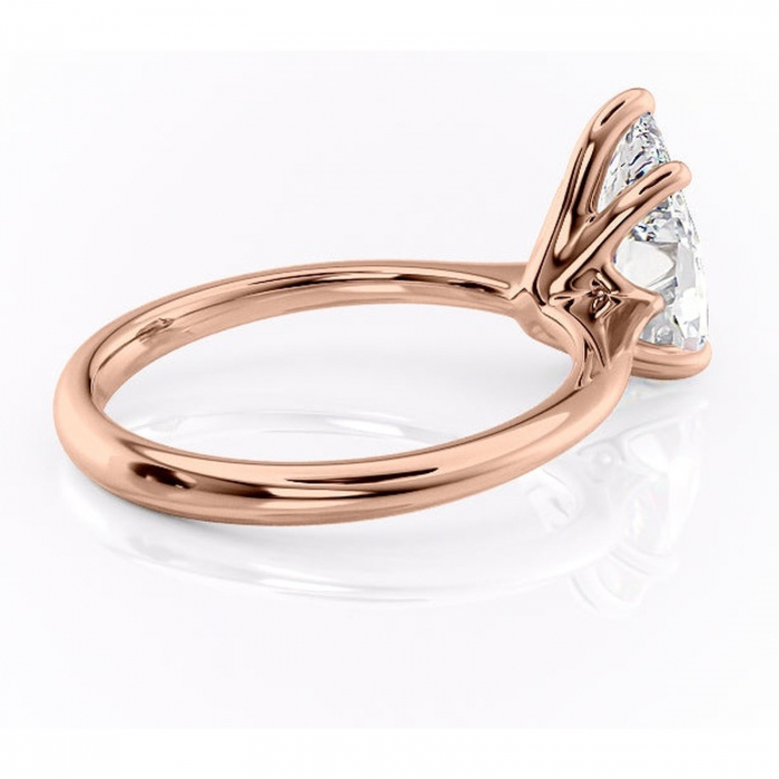 Inel de logodnă Zirena din aur Rose 14kt cu moissanite tăietură pară – Solitar rafinată pentru profil jos | Personalizează și configurează gratuit online [3]