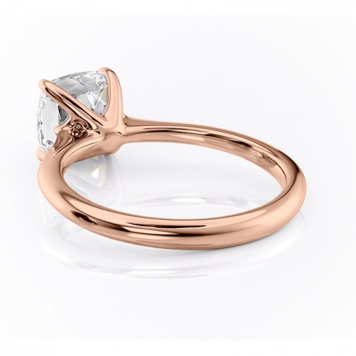 Inel de logodnă Zirena din aur Rose 14kt cu moissanite tăietură pernă – Solitar rafinată pentru profil jos | Personalizează și configurează gratuit online [4]