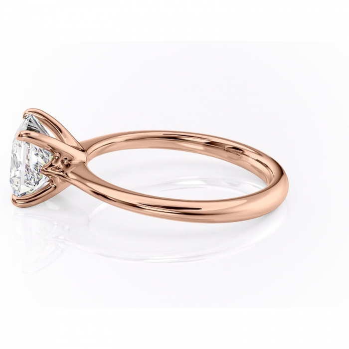 Inel de logodnă Zirena din aur Rose 14kt cu moissanite tăietură princess – Solitar rafinată pentru profil jos | Personalizează și configurează gratuit online [6]