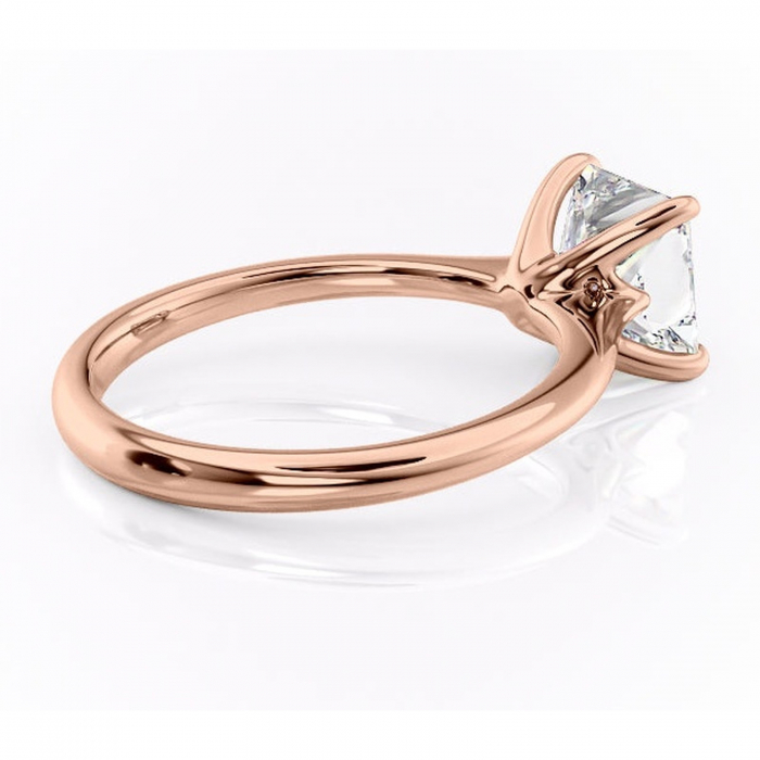 Inel de logodnă Zirena din aur Rose 14kt cu moissanite tăietură princess – Solitar rafinată pentru profil jos | Personalizează și configurează gratuit online [3]