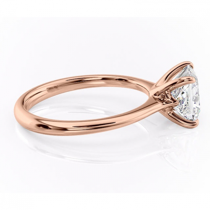 Inel de logodnă Zirena din aur Rose 14kt cu moissanite tăietură princess – Solitar rafinată pentru profil jos | Personalizează și configurează gratuit online [2]