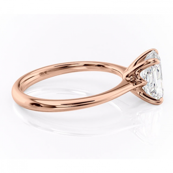 Inel de logodnă Zirena din aur Rose 14kt cu moissanite tăietură radiantă – Solitar rafinată pentru profil jos | Personalizează și configurează gratuit online [2]