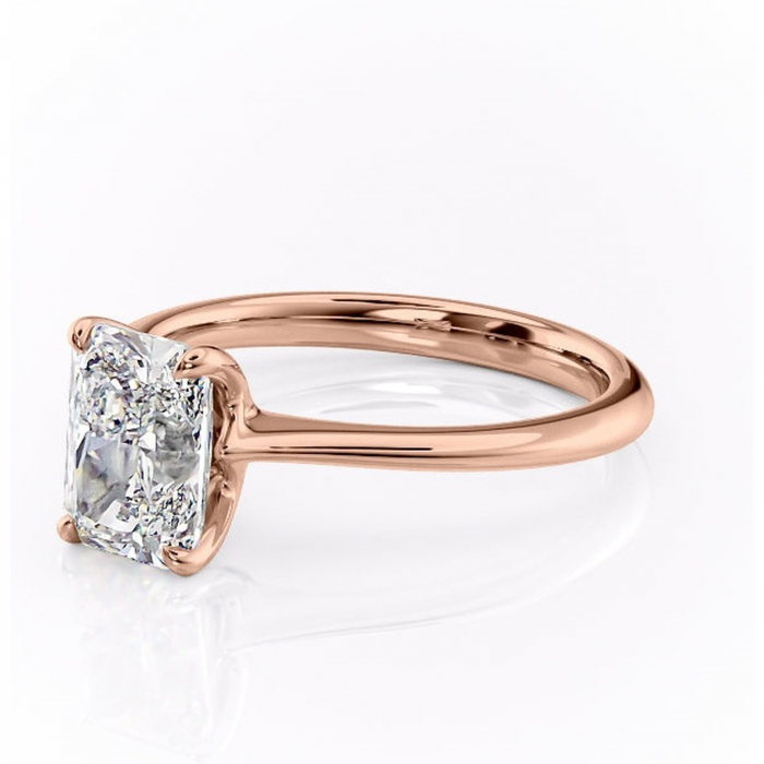 Inel de logodnă Zirena din aur Rose 14kt cu moissanite tăietură radiantă – Solitar rafinată pentru profil jos | Personalizează și configurează gratuit online [7]