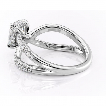 Inel de logodnă Acacia din aur Alb 14kt cu moissanite tăietură asscher – Montură pavé rafinată pentru profil înalt | Personalizează și configurează gratuit online [4]