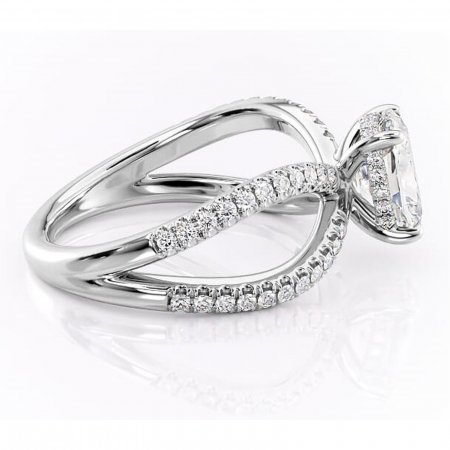 Inel de logodnă Acacia din aur Alb 14kt cu moissanite tăietură asscher – Montură pavé rafinată pentru profil înalt | Personalizează și configurează gratuit online [1]