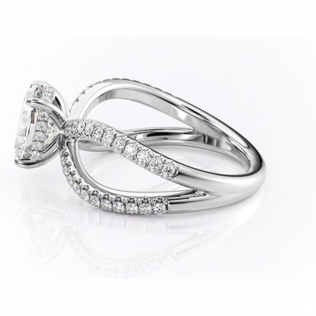 Inel de logodnă Acacia din aur Alb 14kt cu moissanite tăietură asscher – Montură pavé rafinată pentru profil înalt | Personalizează și configurează gratuit online [5]