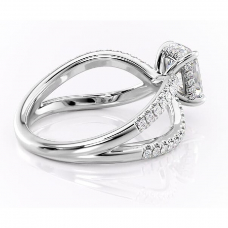 Inel de logodnă Acacia din aur Alb 14kt cu moissanite tăietură asscher – Montură pavé rafinată pentru profil înalt | Personalizează și configurează gratuit online [2]