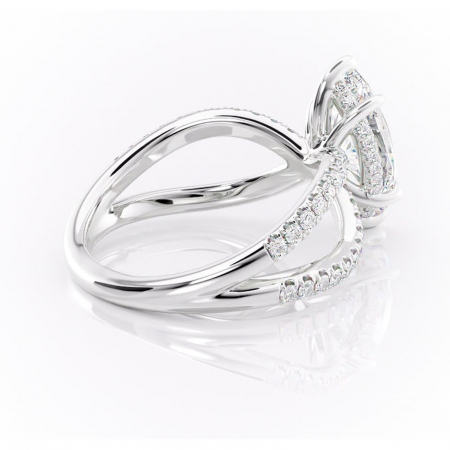 Inel de logodnă Acacia din aur Alb 14kt cu moissanite tăietură marquise – Montură pavé rafinată pentru profil înalt | Personalizează și configurează gratuit online [2]