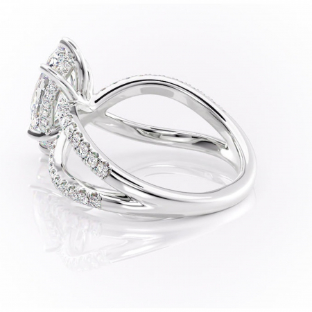 Inel de logodnă Acacia din aur Alb 14kt cu moissanite tăietură marquise – Montură pavé rafinată pentru profil înalt | Personalizează și configurează gratuit online [4]