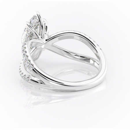 Inel de logodnă Acacia din aur Alb 14kt cu moissanite tăietură marquise – Montură pavé rafinată pentru profil înalt | Personalizează și configurează gratuit online [3]