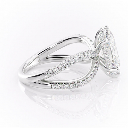 Inel de logodnă Acacia din aur Alb 14kt cu moissanite tăietură marquise – Montură pavé rafinată pentru profil înalt | Personalizează și configurează gratuit online [1]