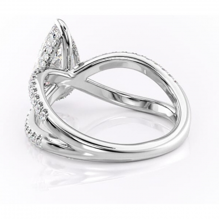 Inel de logodnă Acacia din aur Alb 18kt cu moissanite tăietură pară – Montură pavé rafinată pentru profil înalt | Personalizează și configurează gratuit online [3]