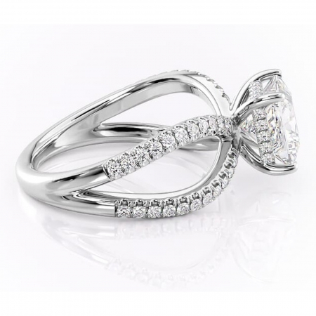 Inel de logodnă Acacia din aur Alb 18kt cu moissanite tăietură princess – Montură pavé rafinată pentru profil înalt | Personalizează și configurează gratuit online [1]