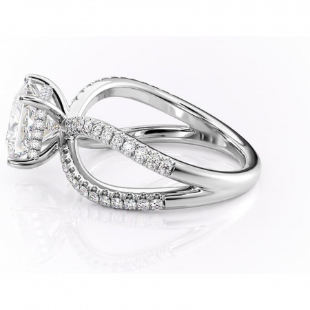 Inel de logodnă Acacia din aur Alb 18kt cu moissanite tăietură princess – Montură pavé rafinată pentru profil înalt | Personalizează și configurează gratuit online [5]