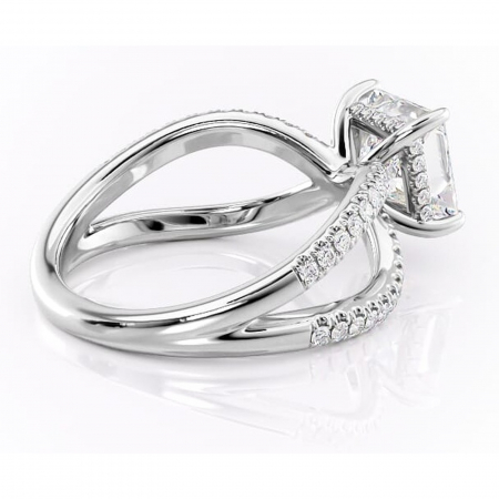 Inel de logodnă Acacia din aur Alb 18kt cu moissanite tăietură princess – Montură pavé rafinată pentru profil înalt | Personalizează și configurează gratuit online [2]
