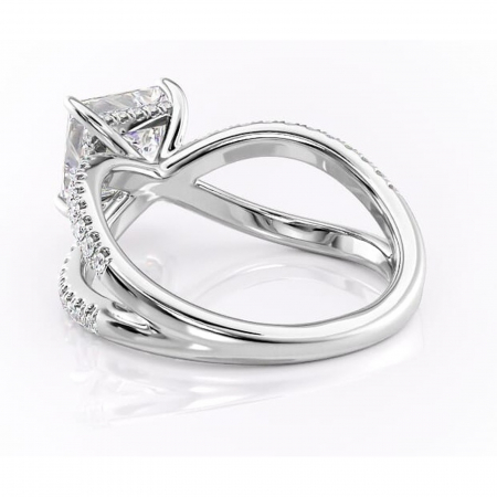 Inel de logodnă Acacia din aur Alb 18kt cu moissanite tăietură princess – Montură pavé rafinată pentru profil înalt | Personalizează și configurează gratuit online [3]