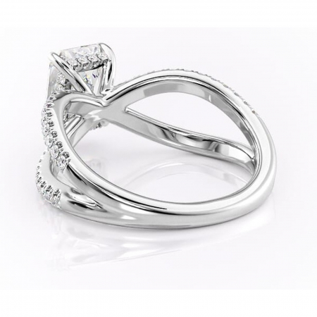 Inel de logodnă Acacia din aur Alb 18kt cu moissanite tăietură radiantă – Montură pavé rafinată pentru profil înalt | Personalizează și configurează gratuit online [3]