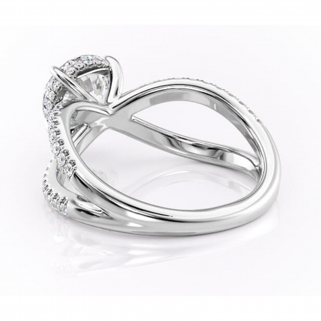 Inel de logodnă Acacia din aur Alb 14kt cu moissanite tăietură rotundă – Montură pavé rafinată pentru profil înalt | Personalizează și configurează gratuit online [3]