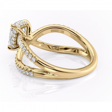 Inel de logodnă Acacia din aur Galben 14kt cu moissanite tăietură asscher – Montură pavé rafinată pentru profil înalt | Personalizează și configurează gratuit online [4]