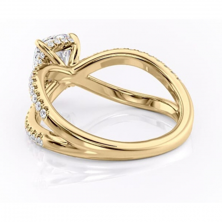 Inel de logodnă Acacia din aur Galben 14kt cu moissanite tăietură asscher – Montură pavé rafinată pentru profil înalt | Personalizează și configurează gratuit online [3]