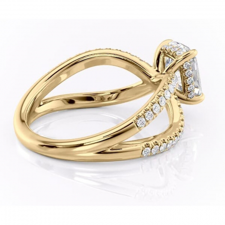 Inel de logodnă Acacia din aur Galben 14kt cu moissanite tăietură asscher – Montură pavé rafinată pentru profil înalt | Personalizează și configurează gratuit online [2]