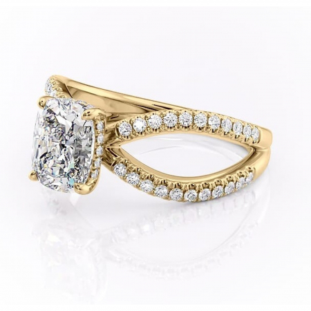 Inel de logodnă Acacia din aur Galben 14kt cu moissanite tăietură asscher – Montură pavé rafinată pentru profil înalt | Personalizează și configurează gratuit online [6]