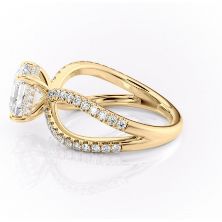 Inel de logodnă Acacia din aur Galben 14kt cu moissanite tăietură asscher – Montură pavé rafinată pentru profil înalt | Personalizează și configurează gratuit online [5]