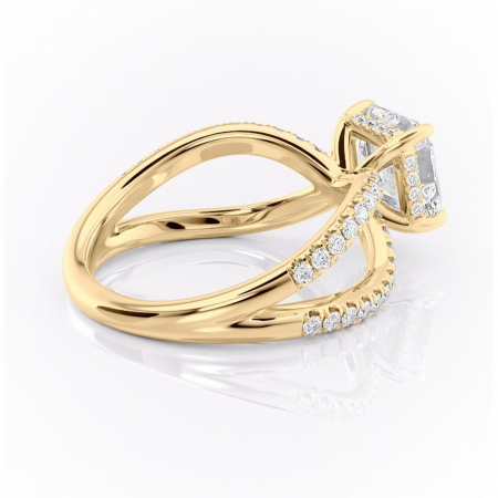 Inel de logodnă Acacia din aur Galben 14kt cu moissanite tăietură asscher – Montură pavé rafinată pentru profil înalt | Personalizează și configurează gratuit online [2]
