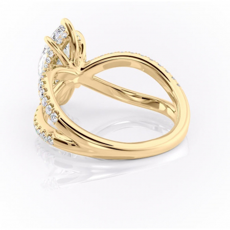 Inel de logodnă Acacia din aur Galben 14kt cu moissanite tăietură marquise – Montură pavé rafinată pentru profil înalt | Personalizează și configurează gratuit online [3]