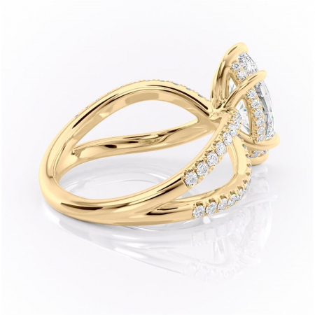 Inel de logodnă Acacia din aur Galben 14kt cu moissanite tăietură marquise – Montură pavé rafinată pentru profil înalt | Personalizează și configurează gratuit online [2]