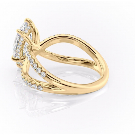 Inel de logodnă Acacia din aur Galben 14kt cu moissanite tăietură marquise – Montură pavé rafinată pentru profil înalt | Personalizează și configurează gratuit online [4]