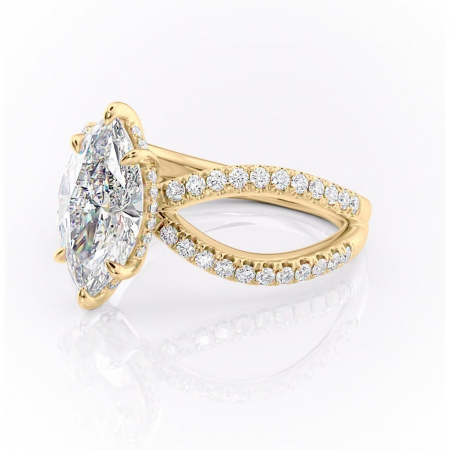 Inel de logodnă Acacia din aur Galben 14kt cu moissanite tăietură marquise – Montură pavé rafinată pentru profil înalt | Personalizează și configurează gratuit online [6]