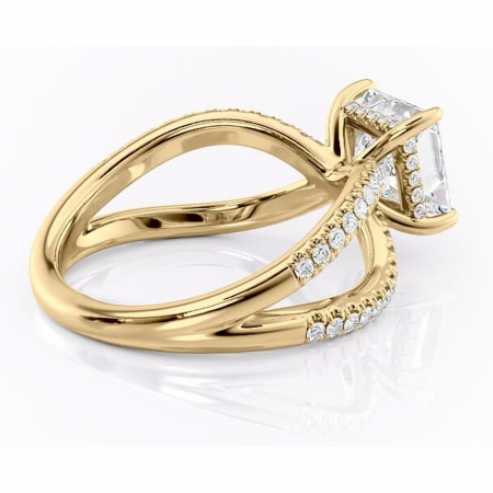 Inel de logodnă Acacia din aur Galben 14kt cu moissanite tăietură princess – Montură pavé rafinată pentru profil înalt | Personalizează și configurează gratuit online [2]