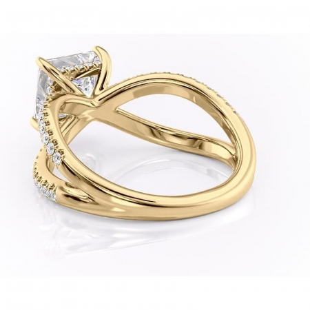 Inel de logodnă Acacia din aur Galben 14kt cu moissanite tăietură princess – Montură pavé rafinată pentru profil înalt | Personalizează și configurează gratuit online [3]