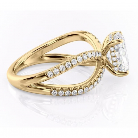 Inel de logodnă Acacia din aur Galben 14kt cu moissanite tăietură radiantă – Montură pavé rafinată pentru profil înalt | Personalizează și configurează gratuit online [1]