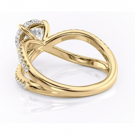 Inel de logodnă Acacia din aur Galben 14kt cu moissanite tăietură rotundă – Montură pavé rafinată pentru profil înalt | Personalizează și configurează gratuit online [3]
