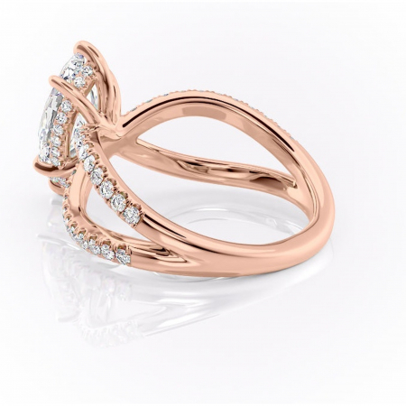 Inel de logodnă Acacia din aur Rose 14kt cu moissanite tăietură marquise – Montură pavé rafinată pentru profil înalt | Personalizează și configurează gratuit online [4]