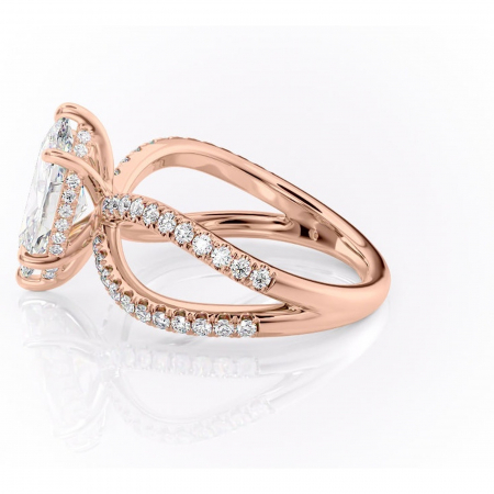Inel de logodnă Acacia din aur Rose 14kt cu moissanite tăietură marquise – Montură pavé rafinată pentru profil înalt | Personalizează și configurează gratuit online [5]