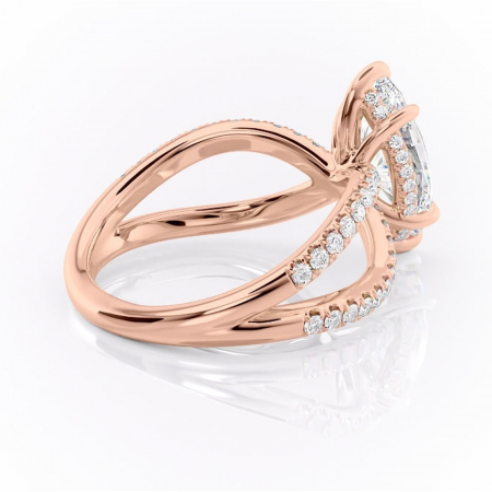 Inel de logodnă Acacia din aur Rose 14kt cu moissanite tăietură marquise – Montură pavé rafinată pentru profil înalt | Personalizează și configurează gratuit online [2]