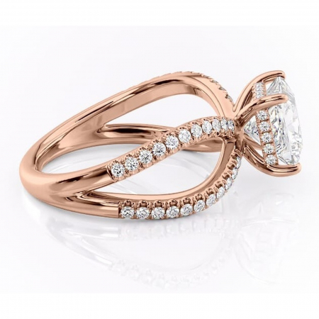 Inel de logodnă Acacia din aur Rose 18kt cu moissanite tăietură princess – Montură pavé rafinată pentru profil înalt | Personalizează și configurează gratuit online [1]