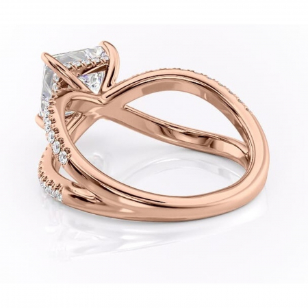 Inel de logodnă Acacia din aur Rose 18kt cu moissanite tăietură princess – Montură pavé rafinată pentru profil înalt | Personalizează și configurează gratuit online [3]