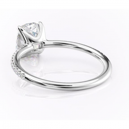 Inel de logodnă Adelaide din aur Alb 14kt cu moissanite tăietură pernă – Montură pavé rafinată pentru profil jos | Personalizează și configurează gratuit online [3]