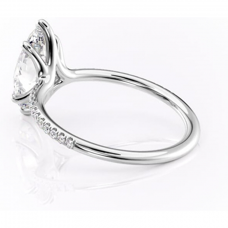 Inel de logodnă Adelaide din aur Alb 14kt cu moissanite tăietură marquise – Montură pavé rafinată pentru profil jos | Personalizează și configurează gratuit online [4]