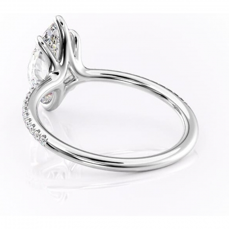 Inel de logodnă Adelaide din aur Alb 14kt cu moissanite tăietură marquise – Montură pavé rafinată pentru profil jos | Personalizează și configurează gratuit online [3]
