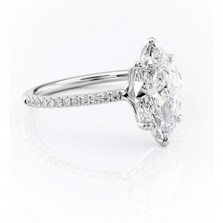 Marquise - Inel de logodnă Adelaide din aur Alb 14kt cu moissanite tăietură marquise – Montură pavé rafinată pentru profil jos | Personalizează și configurează gratuit online