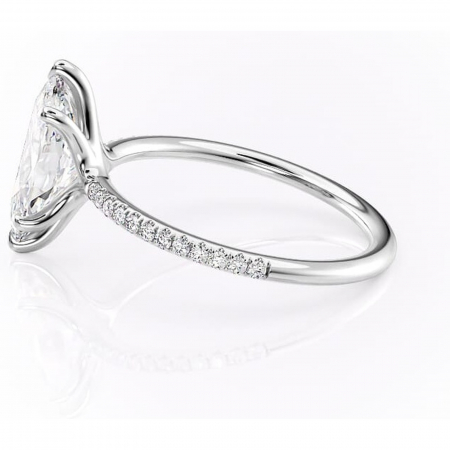Inel de logodnă Adelaide din aur Alb 14kt cu moissanite tăietură marquise – Montură pavé rafinată pentru profil jos | Personalizează și configurează gratuit online [5]